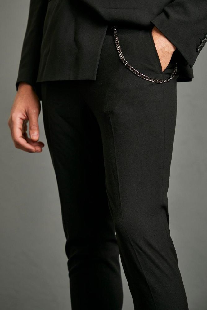 Black Skinny Fit Suit Trousers Size: 32