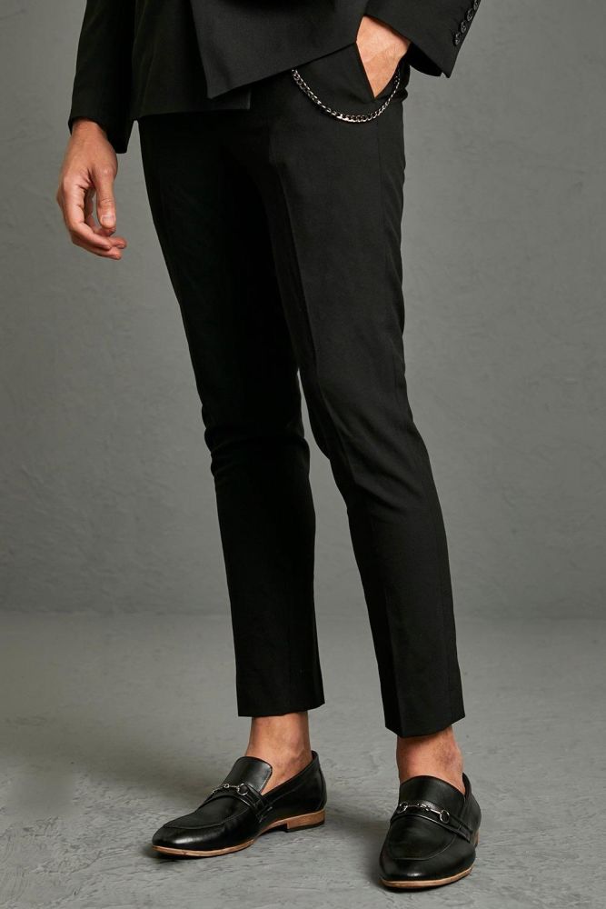 Black Skinny Fit Suit Trousers Size: 32