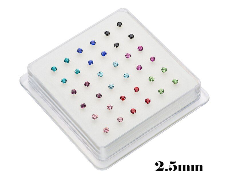 2.5mm 925 Sterling Silver Nose Pin/Studs Mix Colors