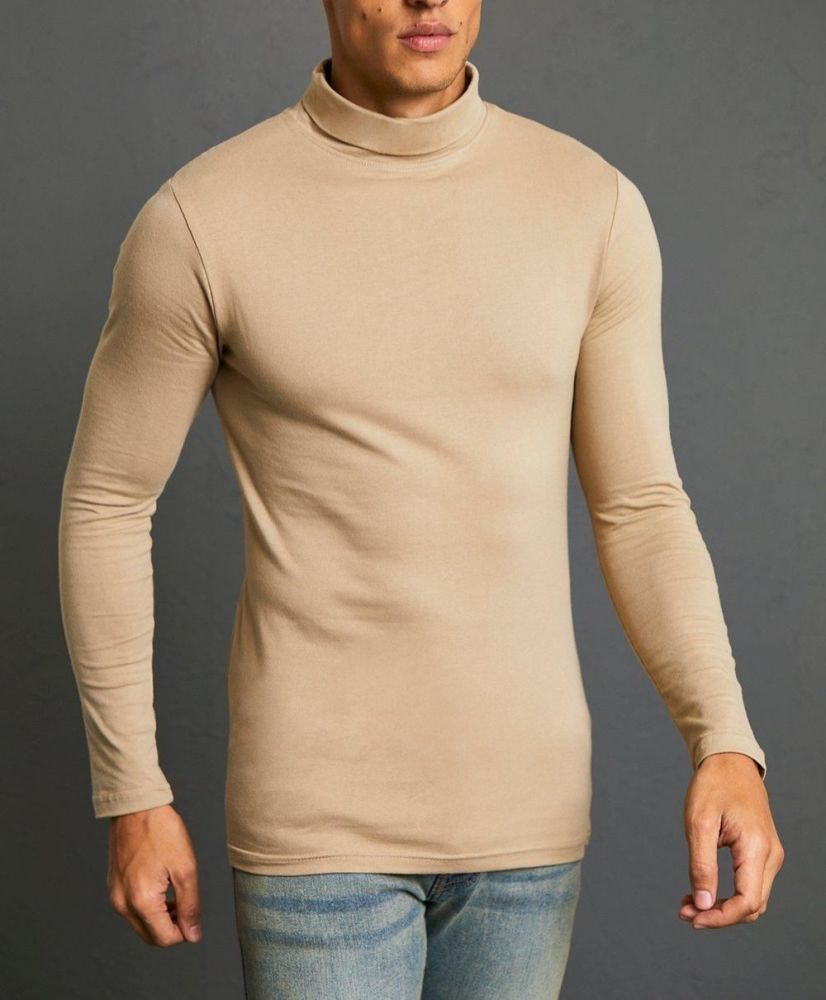 Muscle Fit Long Sleeve Roll Turtle Neck Size: S