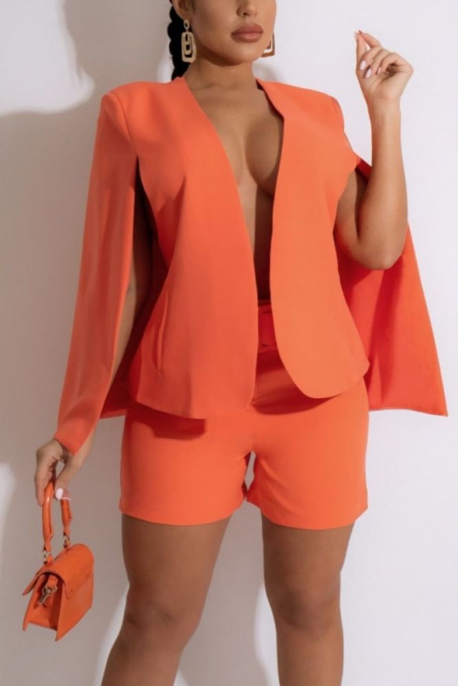Stretch Cardigan Style Two-Piece Shorts Set Size: S