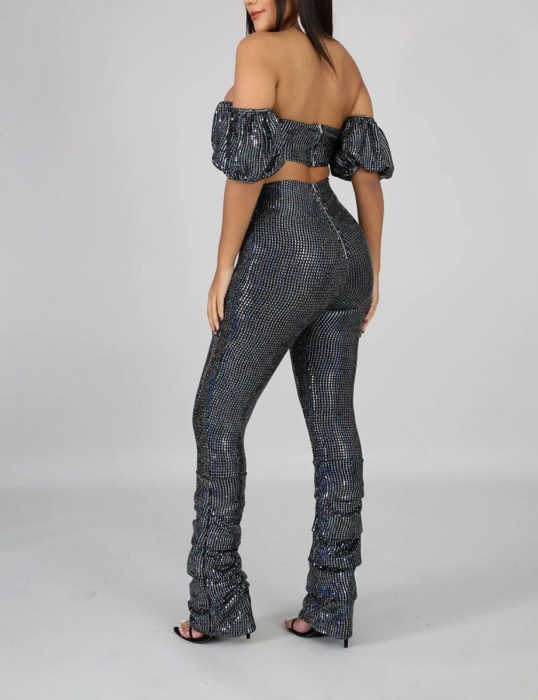 Black Sazzle Sequin Pant Set Size: S