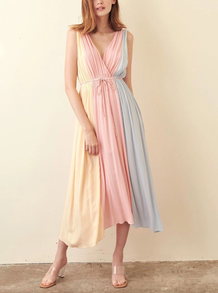Milly Pastel Multi Print Striped Dress #A555 Size: S