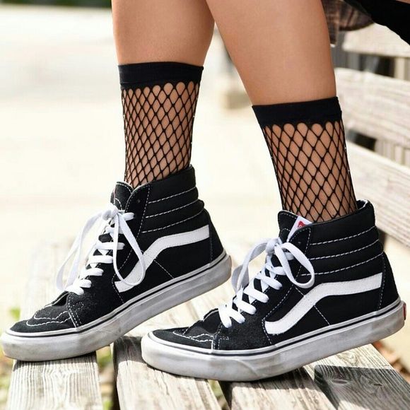 Black Fishnet Long Over Ankle Mesh Socks Size: OS