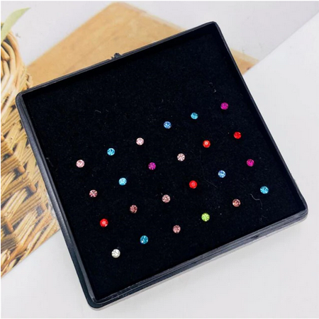 1.8mm CZ Stone Steel Mix Color Nose Studs