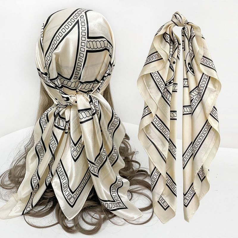 Shawl Satin Printed Scarf Size: 90/90cm
