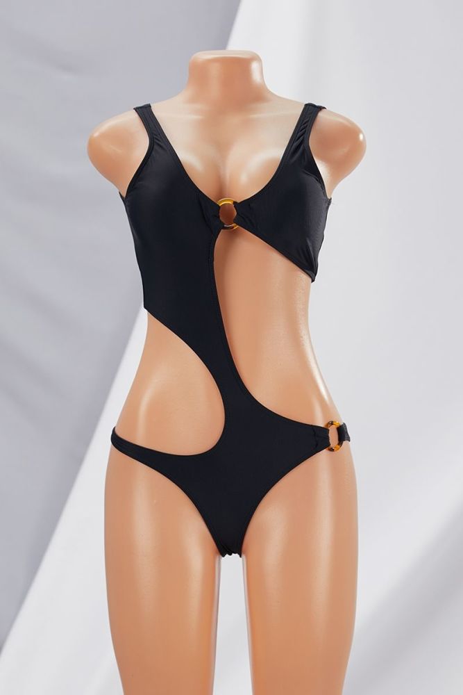 Size: ML Black Two-Piece Bikini Swimsuit/Drawstring Mini Skirt SKU: 001017