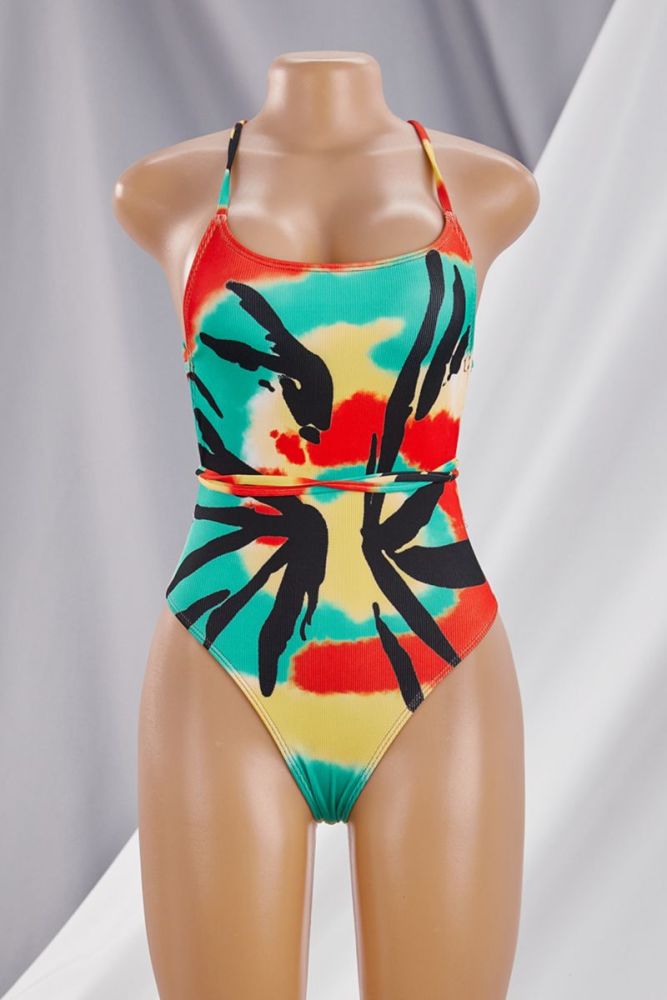 Tie-Dye Padded Backless One-Piece Bikini Size: L