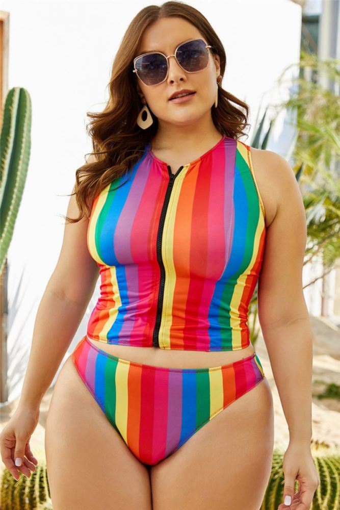 Rainbow Print Two-Piece Swimsuit Size: 47