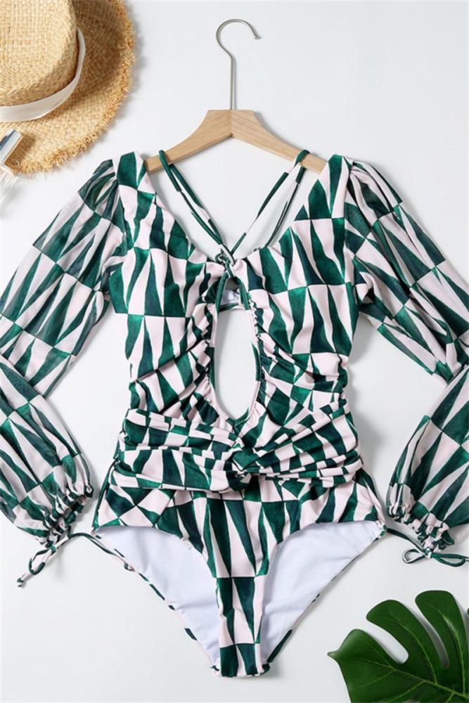 Geometric Pattern printed One-Piece Swimsuit Size: S