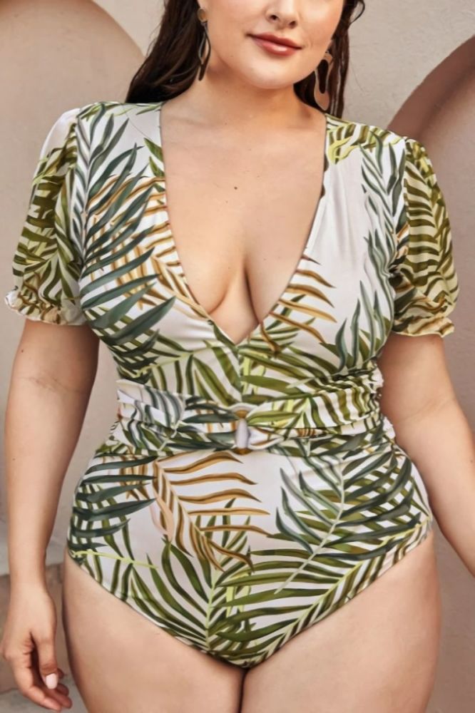 Printed One-Piece Swimsuit Size: 4XL
