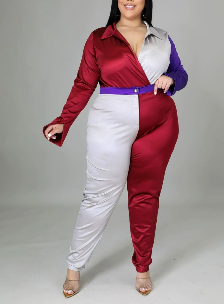 Burgundy Trim Bodysuit Pant Set Size: 1XL