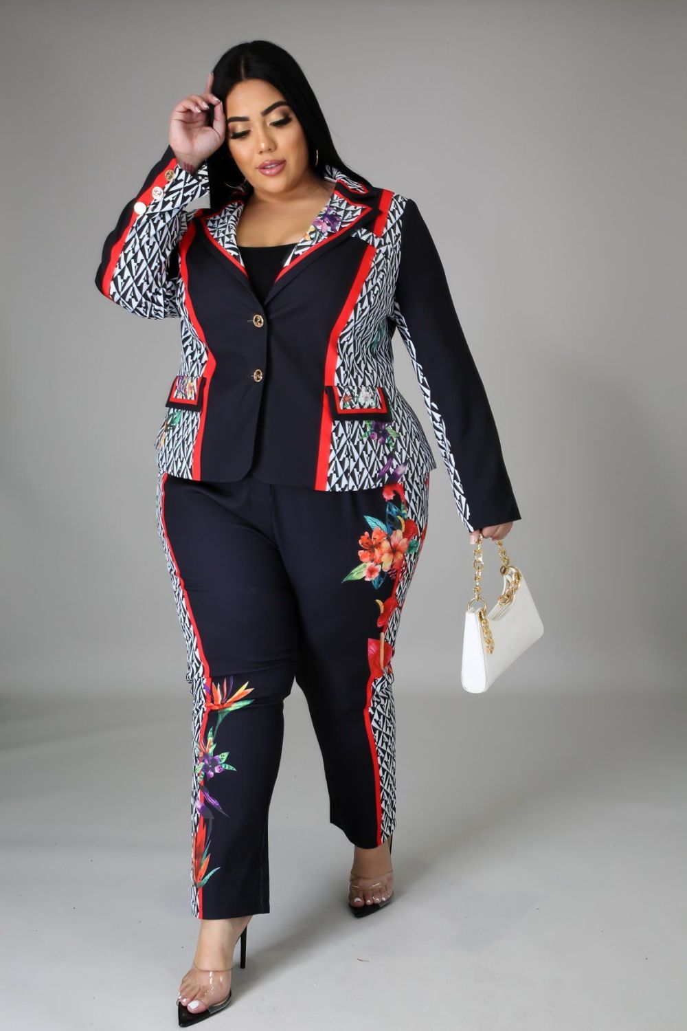 Black High Waist That’s The Whole Point Blazer Set Size: 3XL