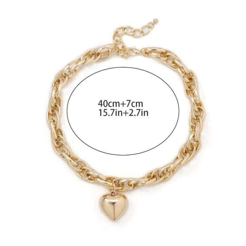 Gold Fashion Heart Shape Pendant Necklace 
