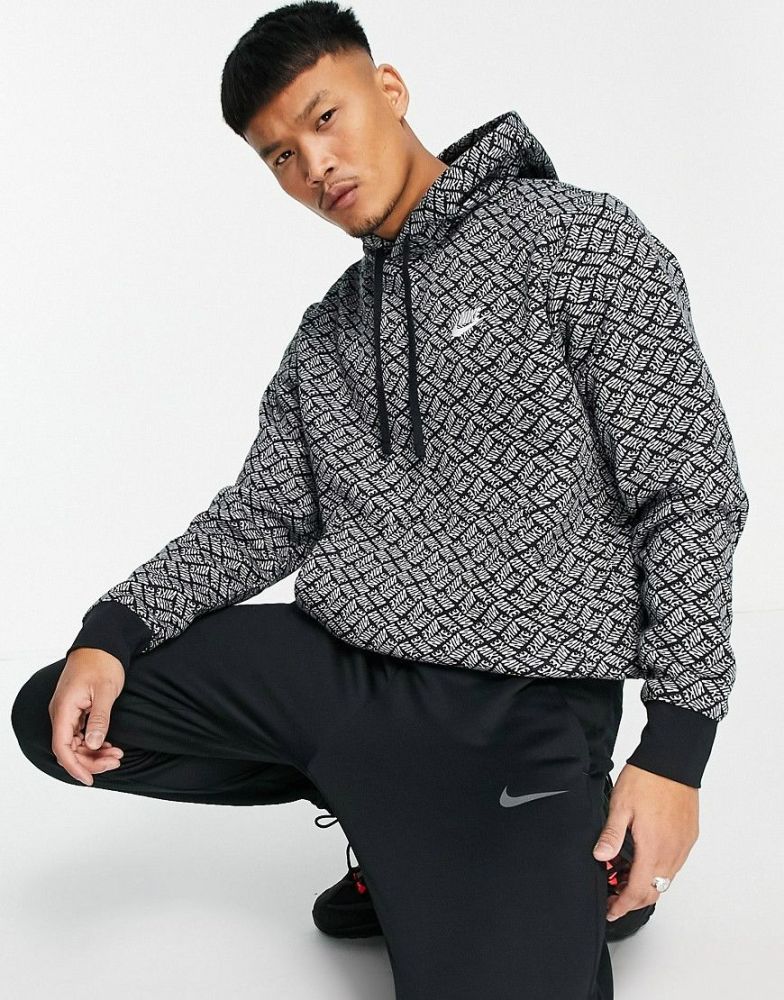 Nike Sport Essentials All Over Logo Print Hoodie Size: 1XL