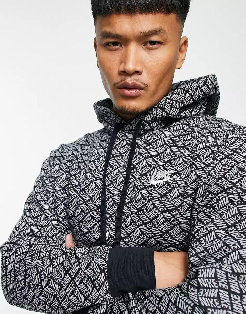 Nike Sport Essentials All Over Logo Print Hoodie Size: 1XL