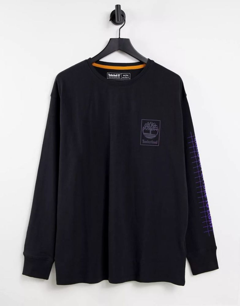 Timberland Black NL Sky Graphic Long Sleeve Henley T-Shirt Size: M