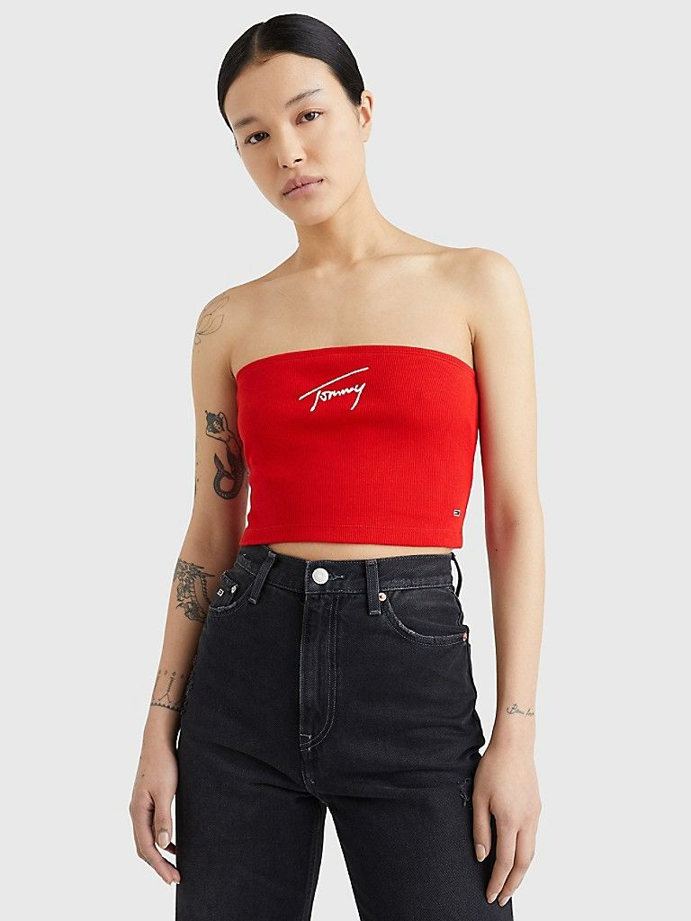 Tommy Hilfiger Signature Red Tube Top Size: S