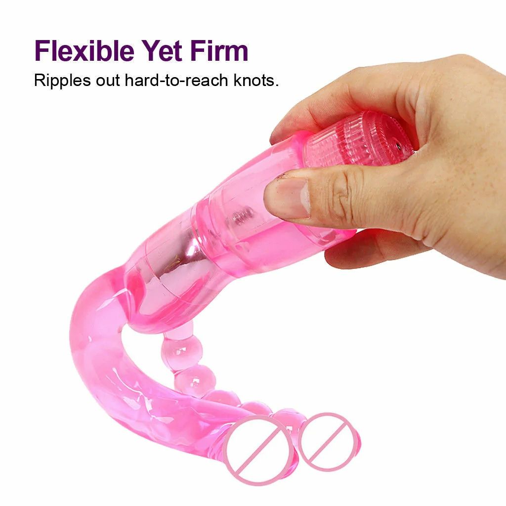 Vibrating Double-Ended Dual Penetration Dildo And Anal Beads G-Spot Massager for Women