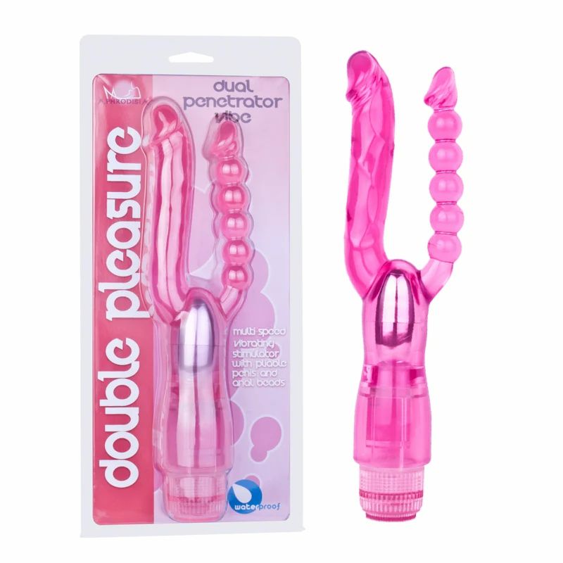 Vibrating Double-Ended Dual Penetration Dildo And Anal Beads G-Spot Massage