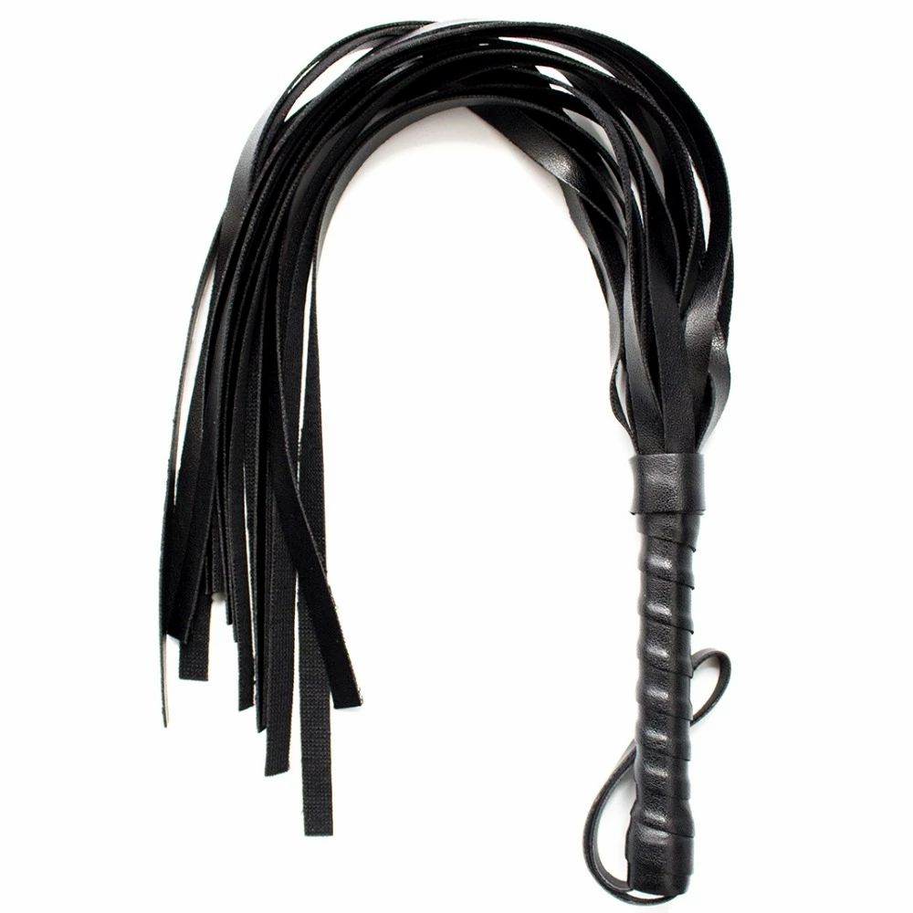Black Pu-Leather Sex Spanking Tassel Whip