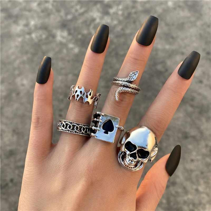 16-Pc Silver Plated Gothic Ring Set #Z3