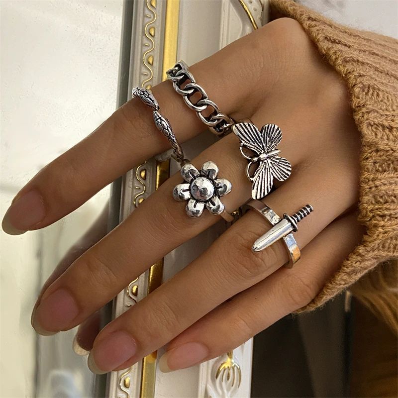 Amazon.com: Gothic Stackable Rings Set for Men, Women - Silver, Vintage,  Punk, Boho, Chunky, Adjustable: Clothing, Shoes & Jewelry
