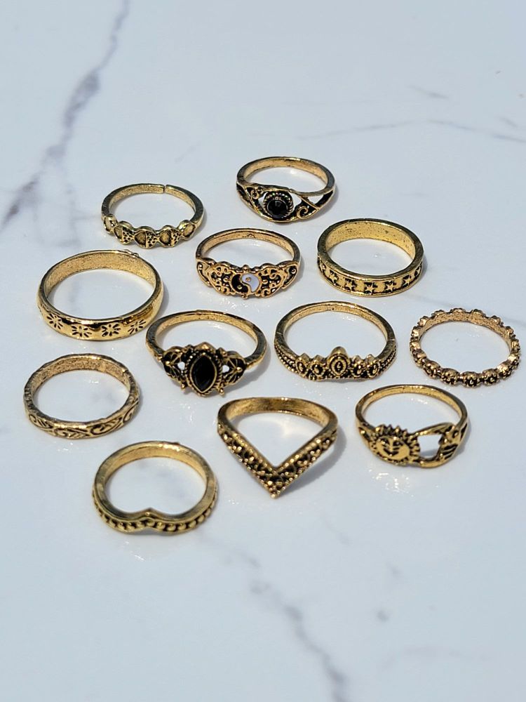 12-Pc Gold Plated Ring Set #Z15