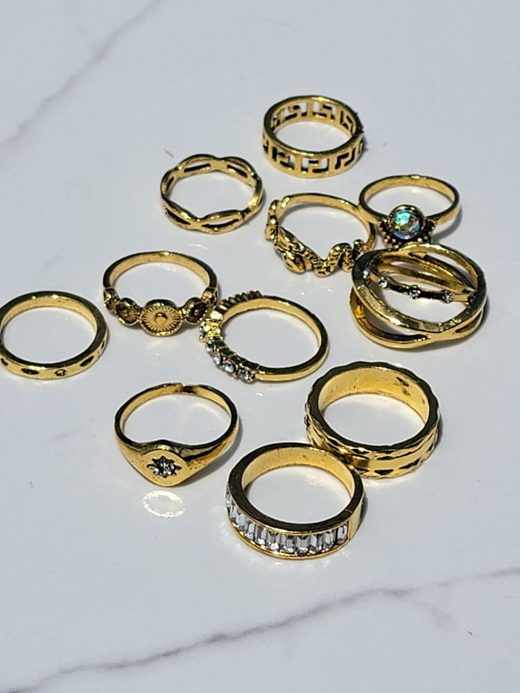 12-Pc Gold Plated Ring Set #Z16