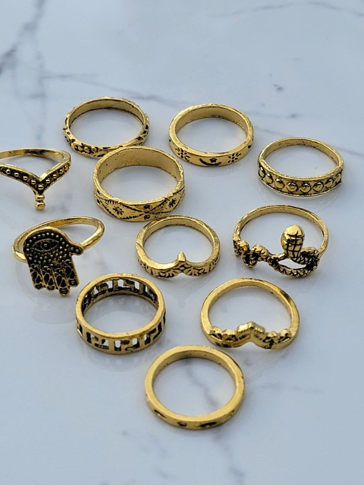 11-Pc Gold Plated Ring Set #Z18