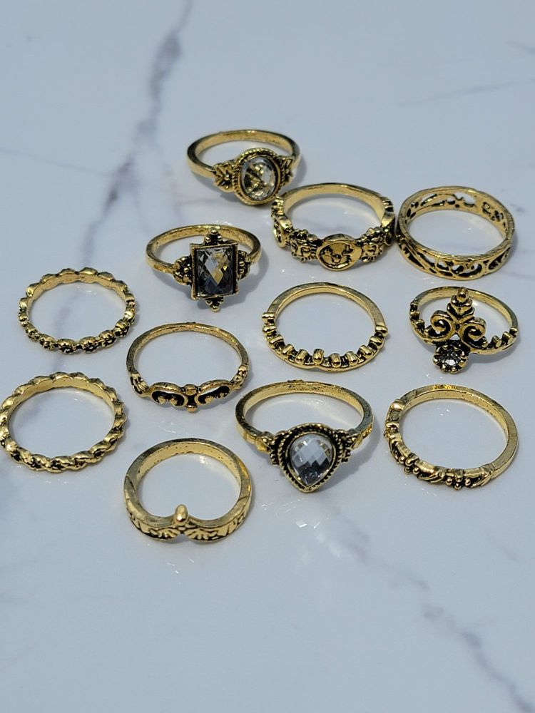 12-Pc Fashion Gold Plated Ring Set #Z20