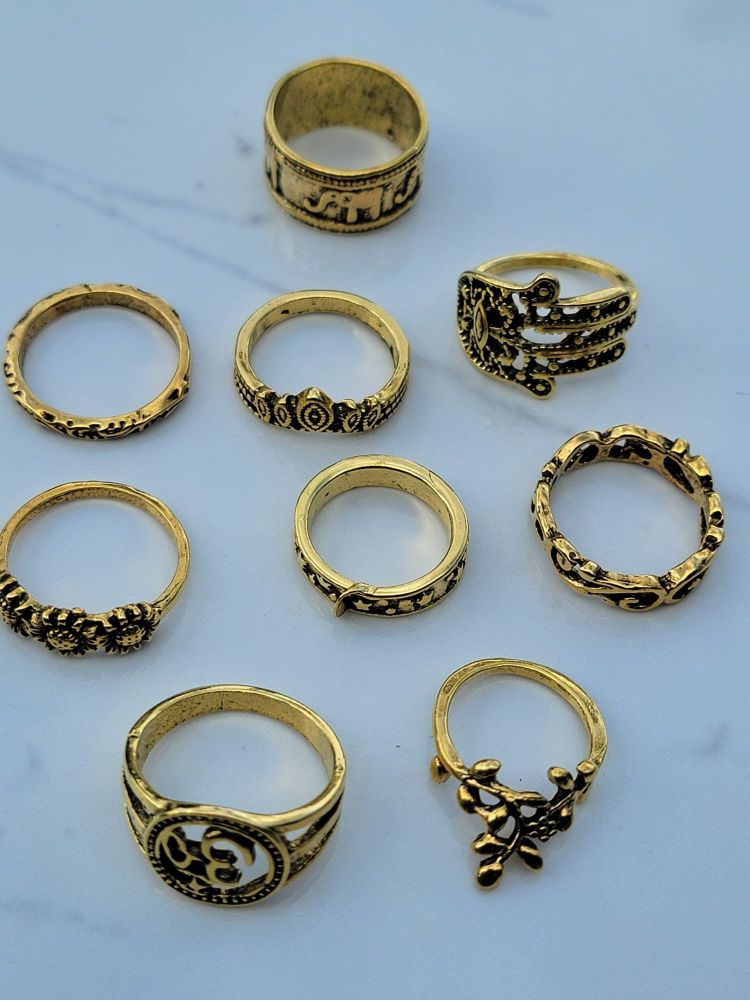 9-Pc Fashion Gold Plated Ring Set #Z24