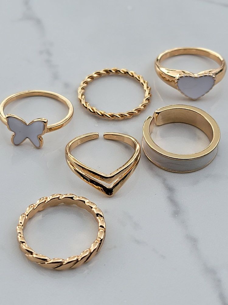 6-Pc Fashion Gold Plated Ring Set #Z25
