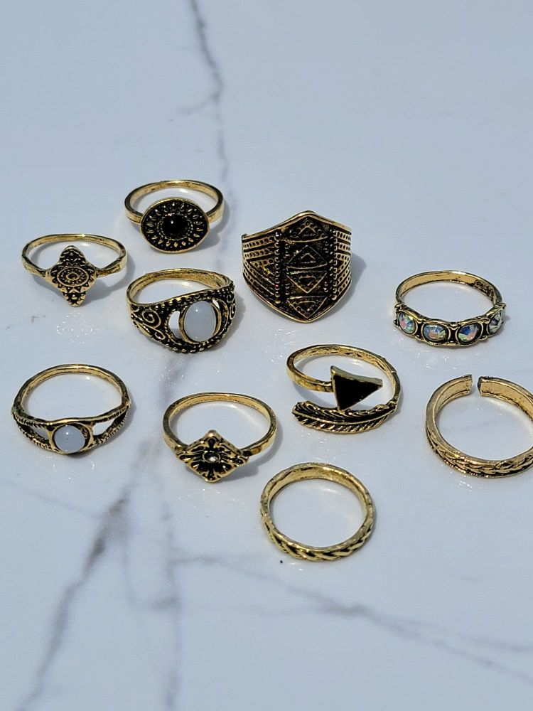 10-Pc Fashion Gold Plated Ring Set #Z19
