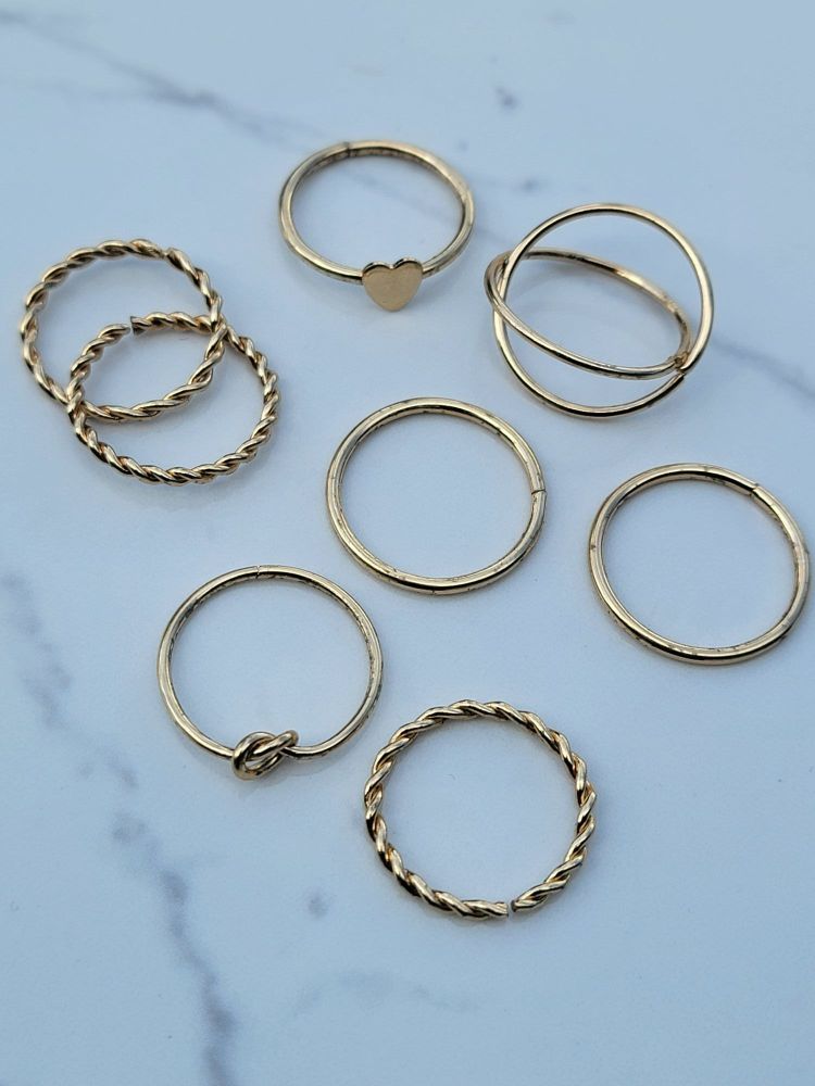 8-Pc Gold Plated Ring Set #Z33