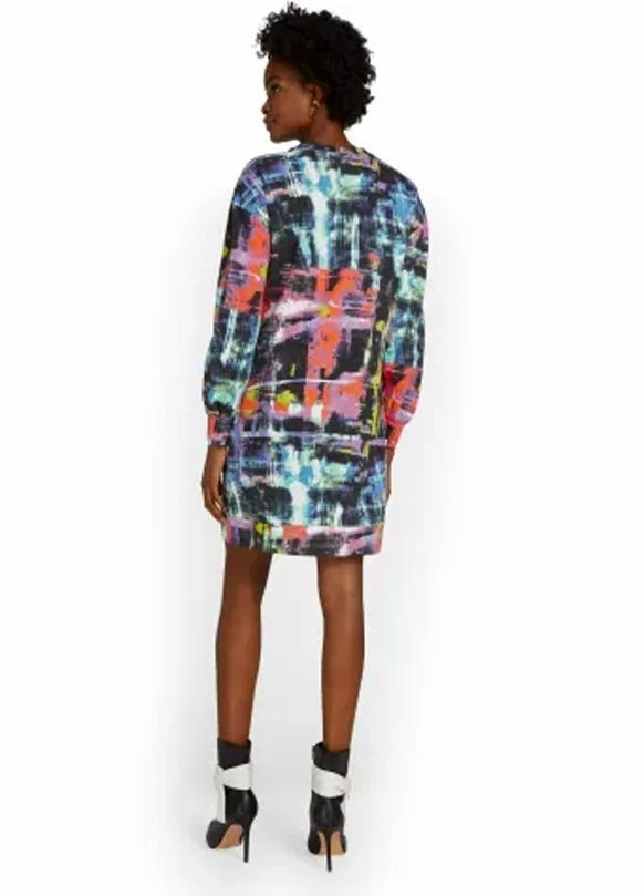 Graffiti-Print Crewneck Shirt Dress #A7780 Size: SM