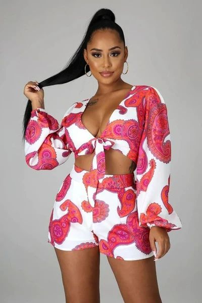 Paisley Print Two Piece Short Set Size: S