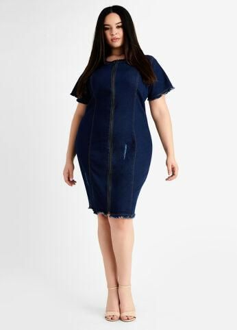 Short Sleeve Denim Dress #Q015 Size: 2XL