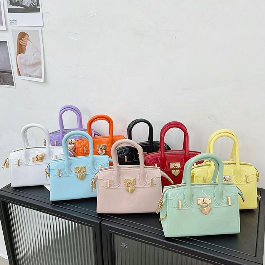 Jelly Color Pvc Crossbody Handbag 18cm(L) 9cm(W) 12cm(H)