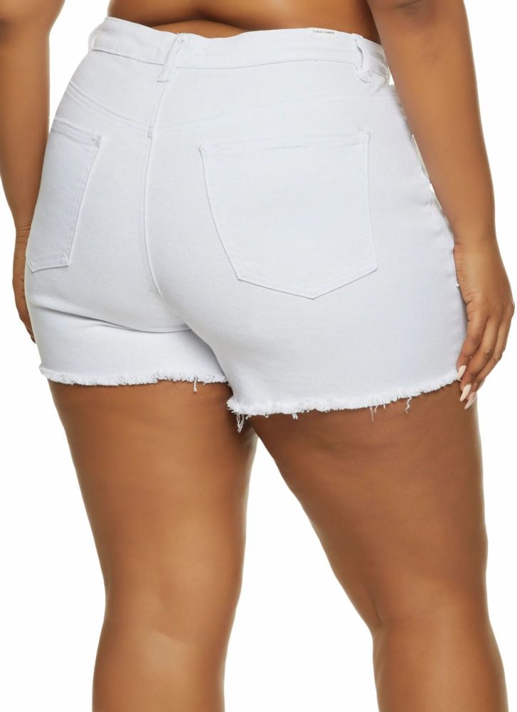 #612345 White Stretch Ripped Shorts Size: 22 (3XL)