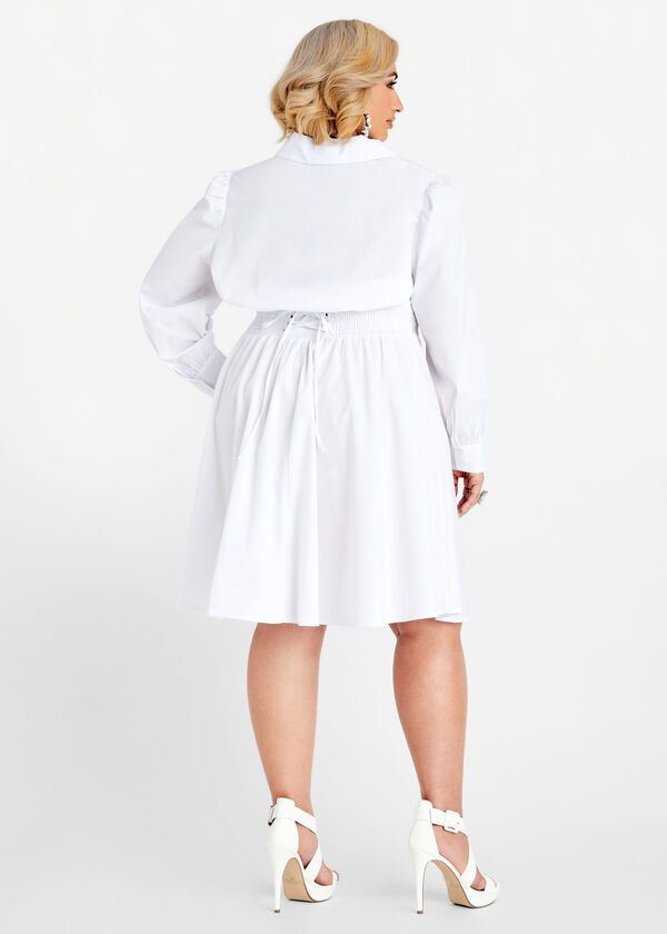 White Corset Waist Lace Up Shirtdress #J000 Size: 34 (6XL)