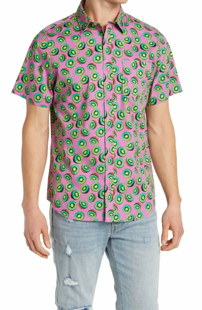 Kiwi Print Short Sleeve Shirt Size: M