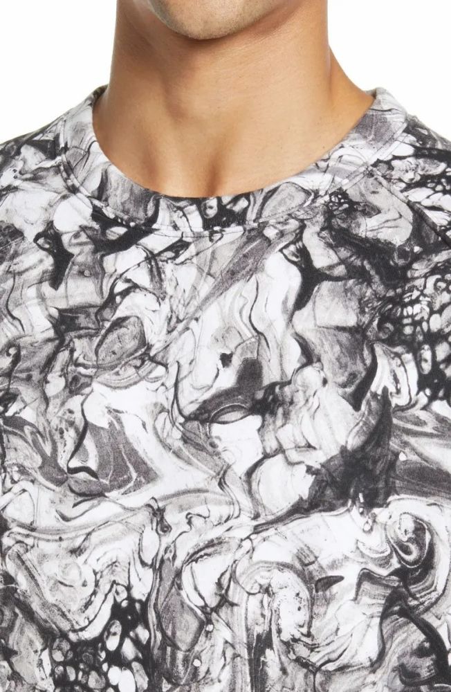 Black Marbleized Print Crewneck Sweatshirt Size: M
