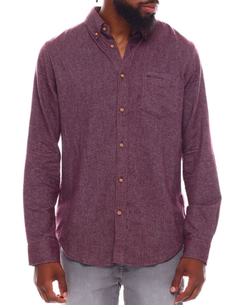 Ben Sherman Burgundy Flannel Shirt Size: M