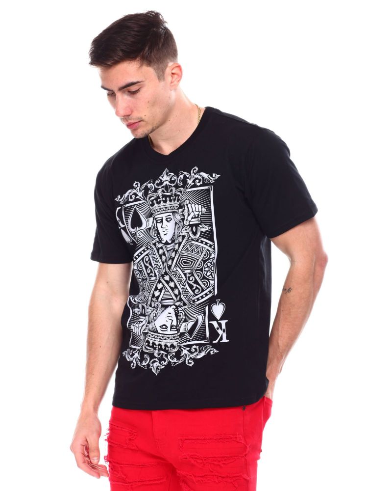 Black King Of Spades Print T-Shirt Size: S
