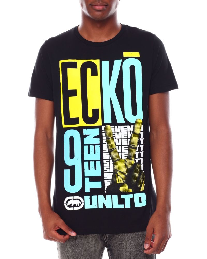 Ecko Print Black T-Shirt Size: M