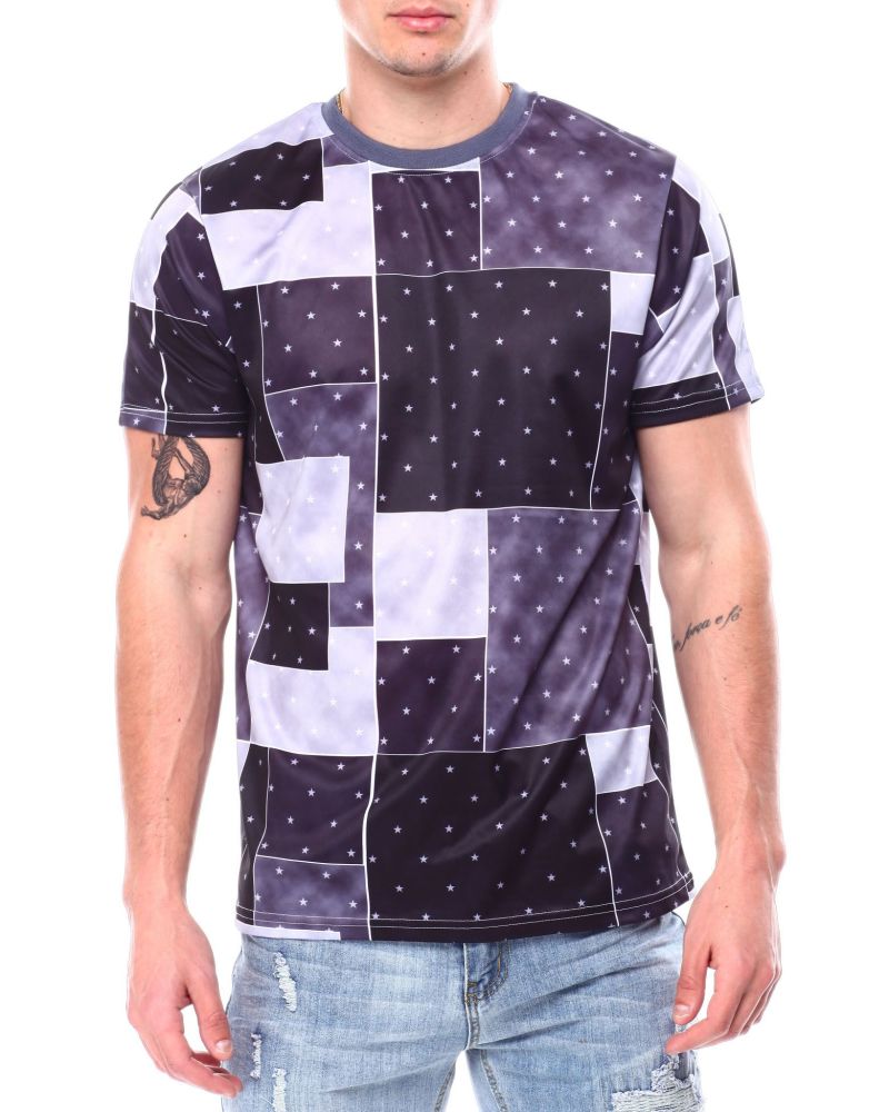 Grey Colorblock Star Print Tee Size: S