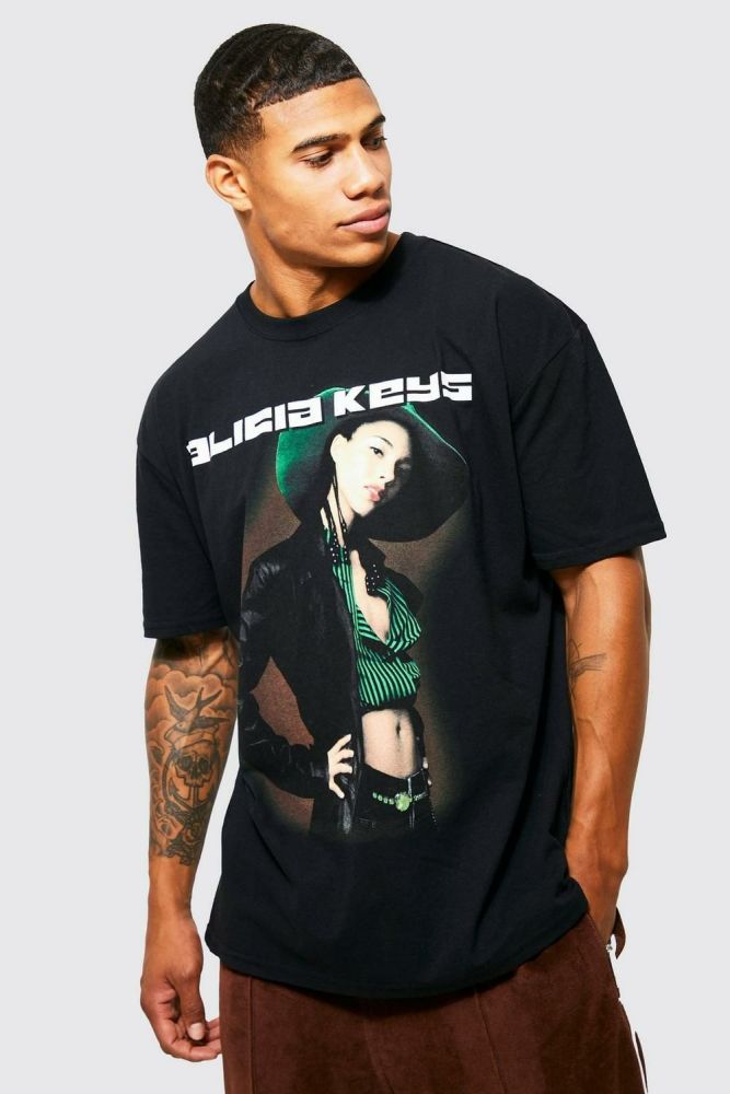 Oversized Black Alicia Keys License T-shirt Size: L