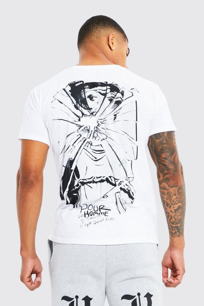 White Homme Statue Graphic T-shirt Size: M