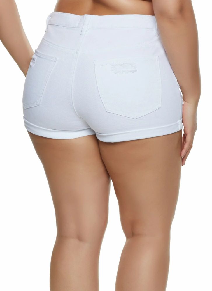White Stretch Denim Shorts Size: 20 (2XL)